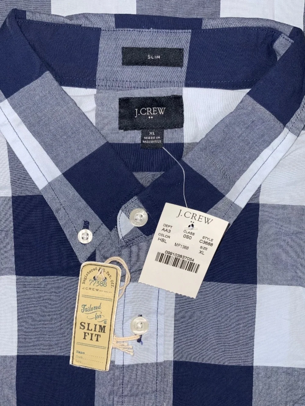 J. Crew Factory Gingham Buffalo Check Slim Washed Button Down Oxford Shirt